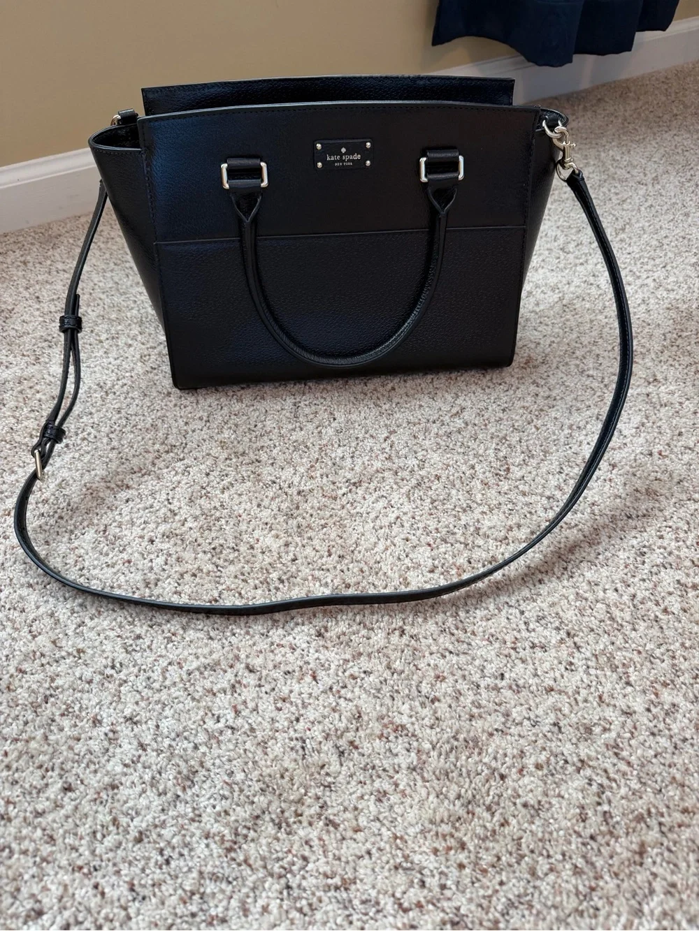kate spade Black Pebbled Leather Satchel with Top Handles